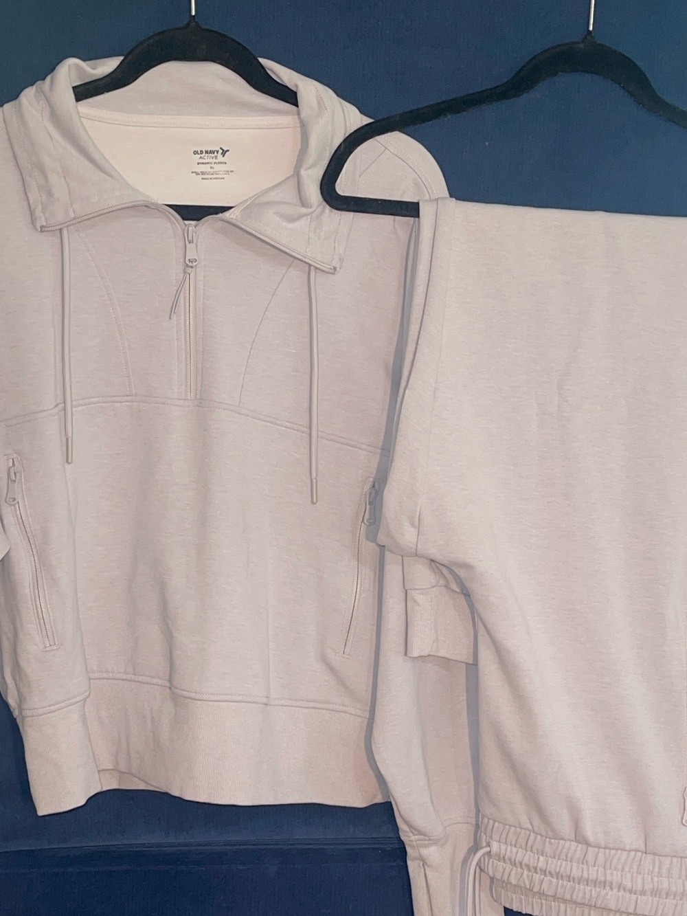 Old Navy Dynamic Fleece Active Light Gray Quarter Zip Jogger set XL - Picture 3 of 3